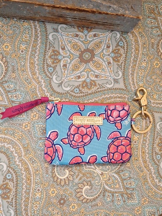 Simply Southern Accessories - Simply Southern Blue and Pink Sea Turtle Key & Card Pouch. Great Condition